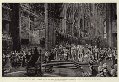 Crowned King and Queen, General View of the Scene in Westminster Abbey Immediately After the Coronation of the Queen by William T. Maud